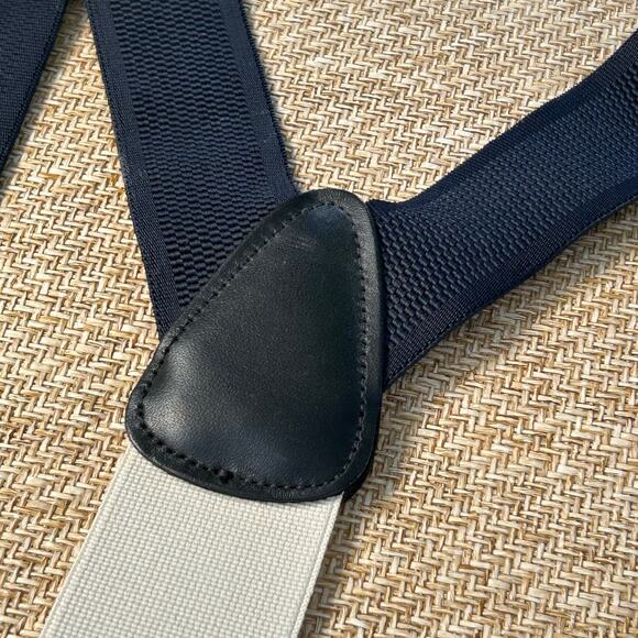 Trafalgar Suspenders Navy Elastic Black Leather Button On Braces Germany - Picture 10 of 10